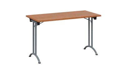 SLA 125 lak skládací jednací stůl 1250x600, deska 25 mm, podnož stříbrný lak, deska olše jantar